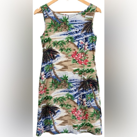 Talbots Hawaiian Aloha tropical prnt slvlss shift drss SZ M 8-10 coastal - Picture 4 of 10